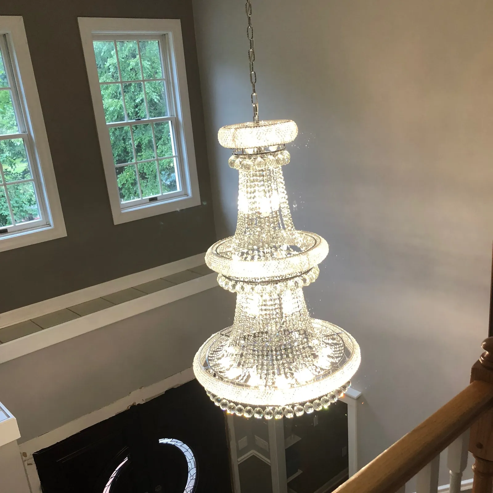 new 2-story entry lighting installed by unlimited electric