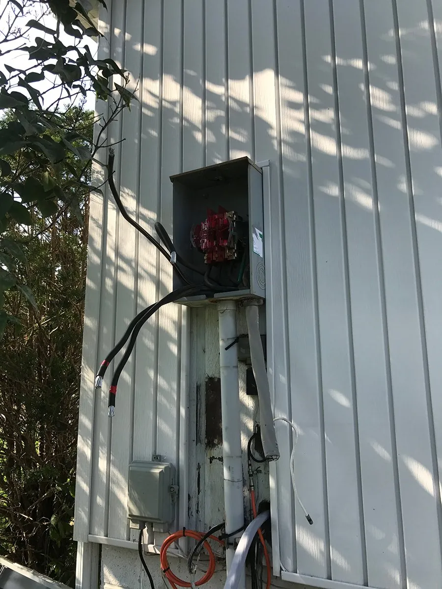 upgraded electrical service box on exterior of home