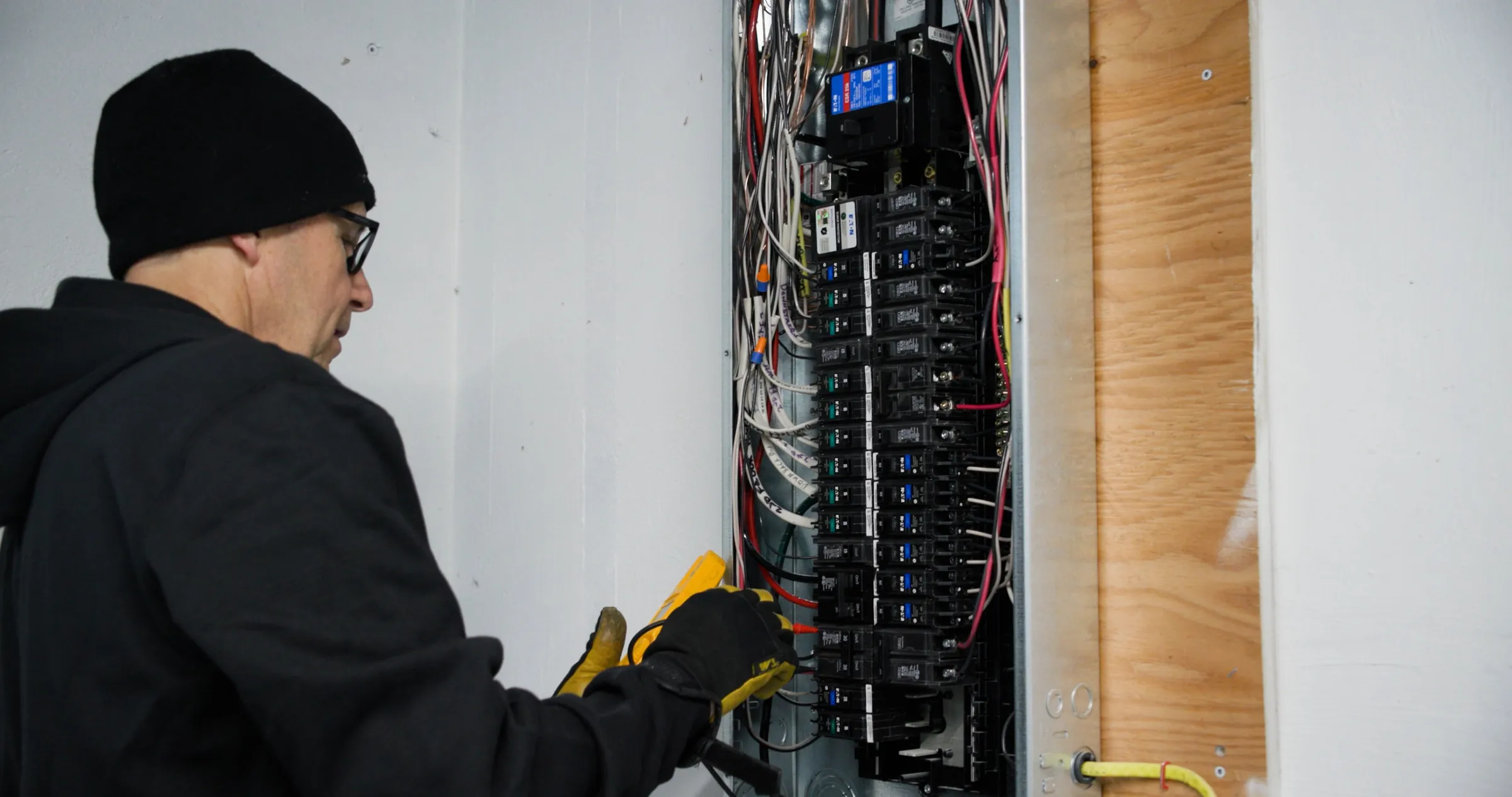 Upgraded electrical service box on exterior of home